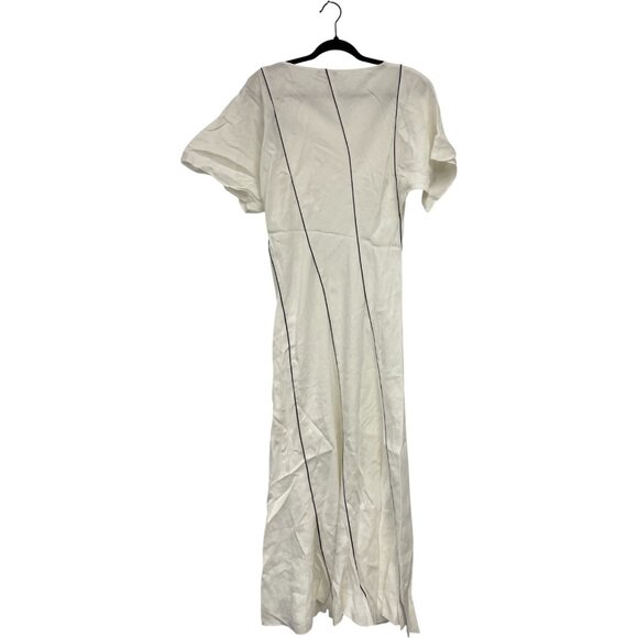 Massimo Dutti Womens Midi Dress Size M White Black stripe Flowing 6653/591 NWT - Picture 3 of 14